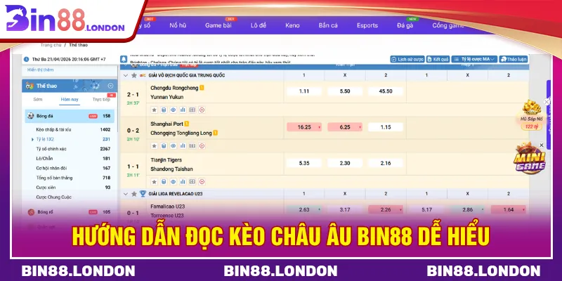 Cách tính kết quả kèo châu Âu BIN88 dễ dàng tiếp cận