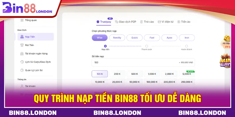Hướng dẫn nạp tiền khám phá game tại BIN88 dễ dàng